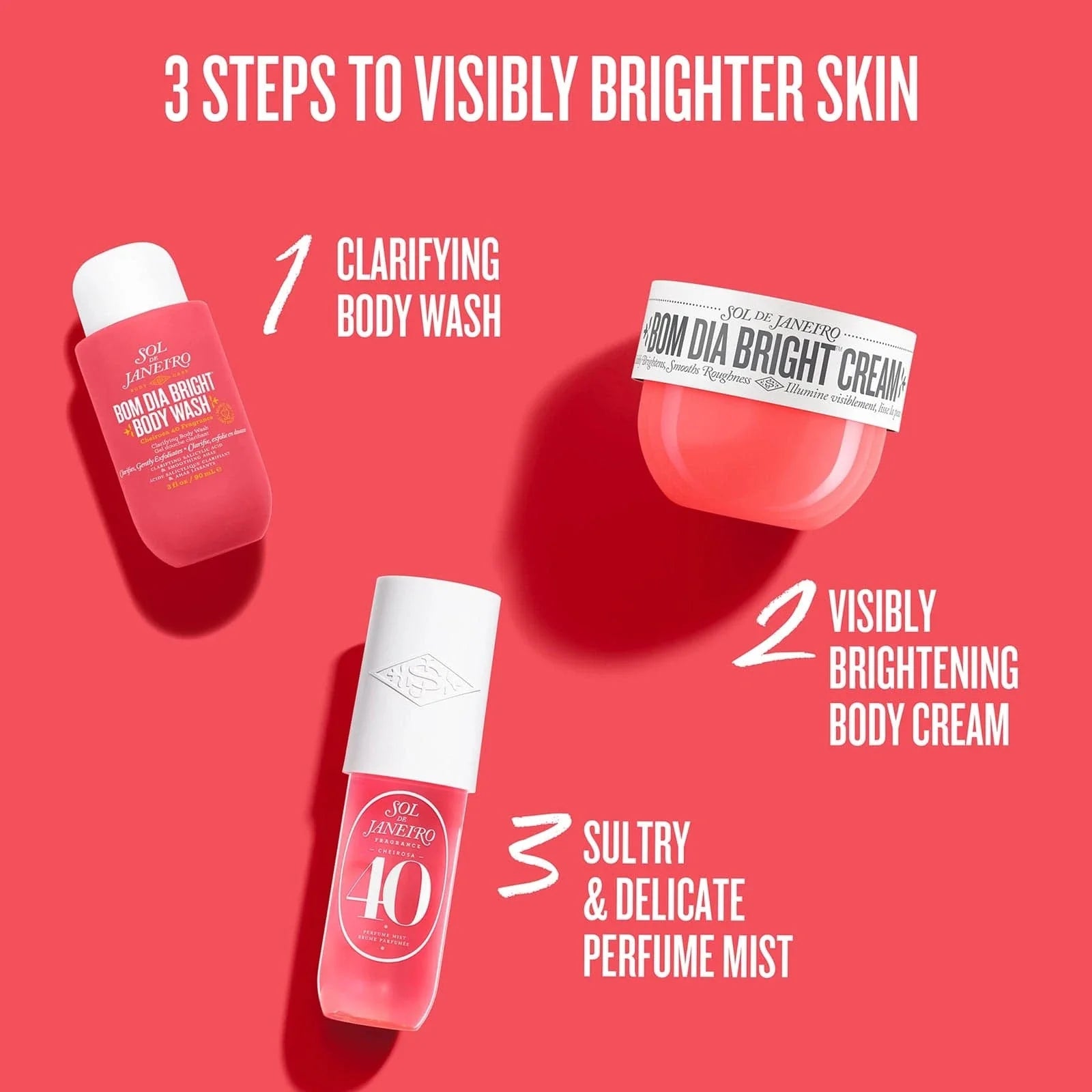 Make A Bright Entrance Bom Dia Bright Body Routine Set by Sol De Janeiro (3 pcs)