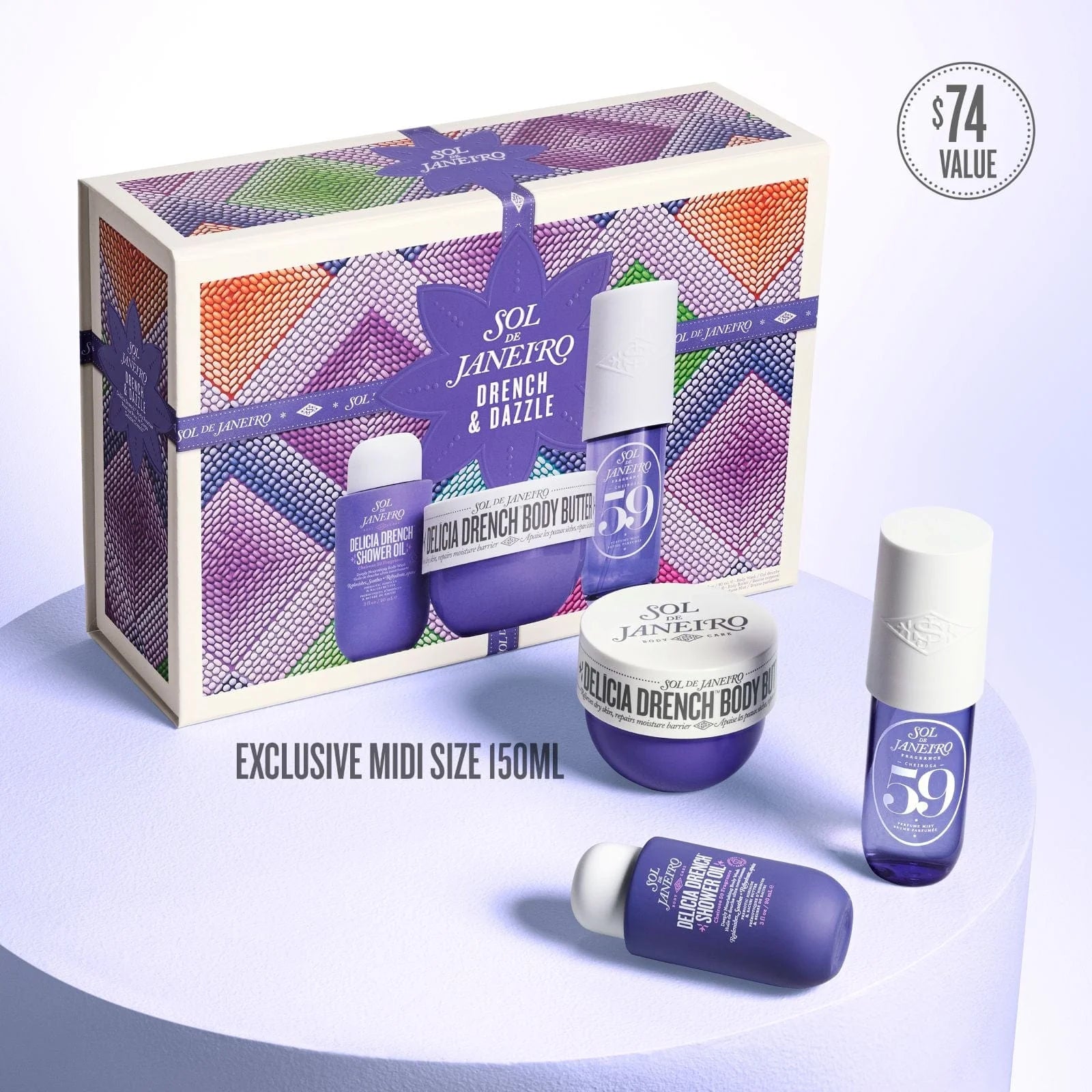 Drench & Dazzle Delícia Drench Body Routine Set by Sol De Janeiro (3 pcs)